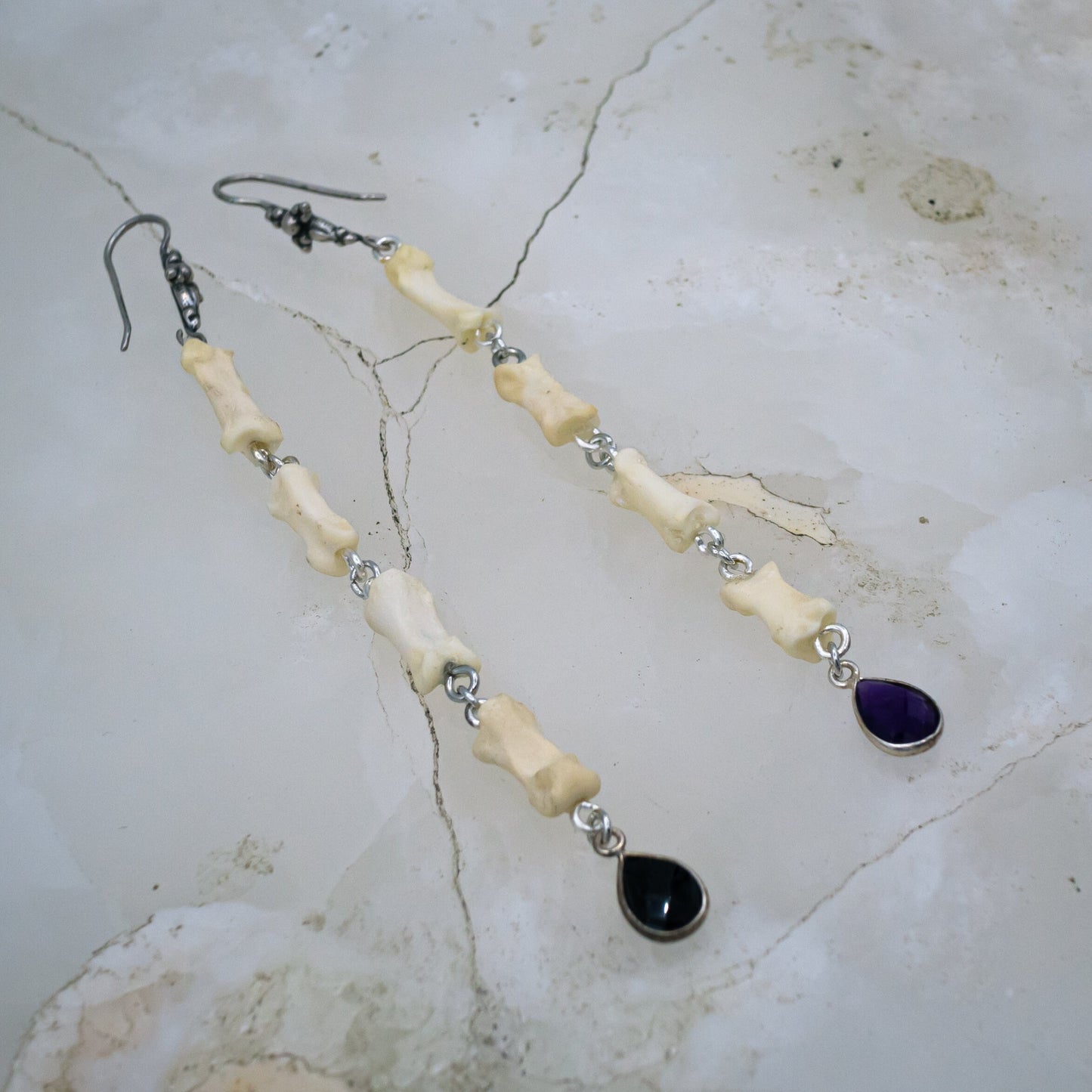 Amethyst Bone Dangle Earrings