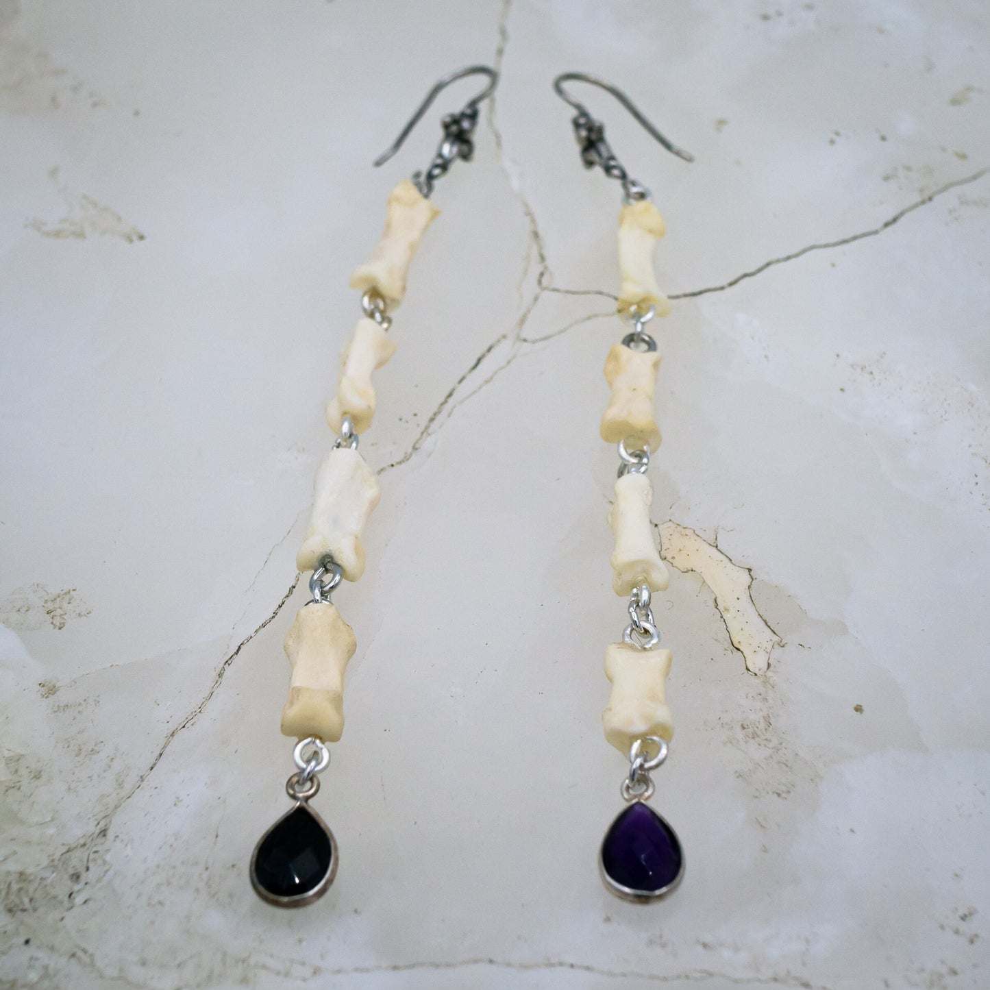 Amethyst Bone Dangle Earrings