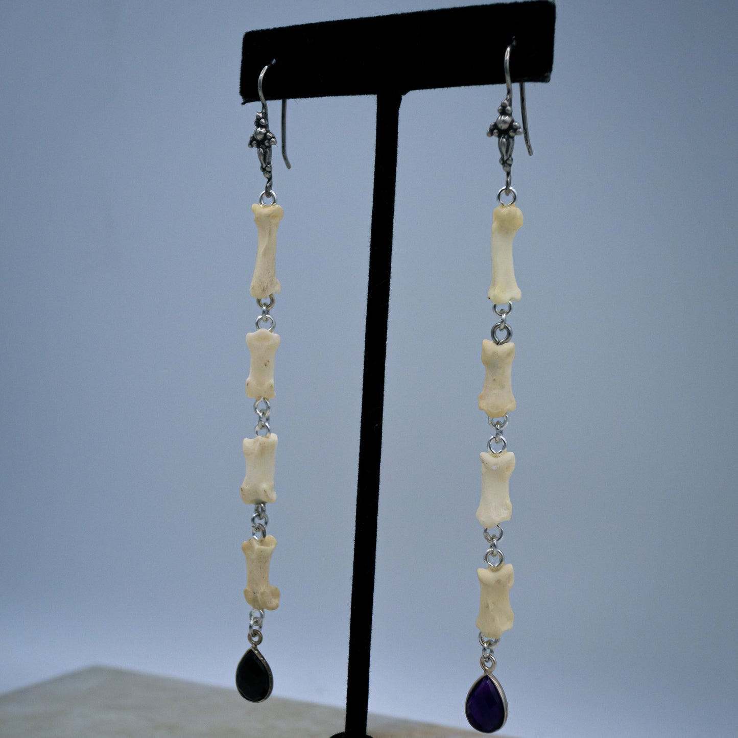 Amethyst Bone Dangle Earrings