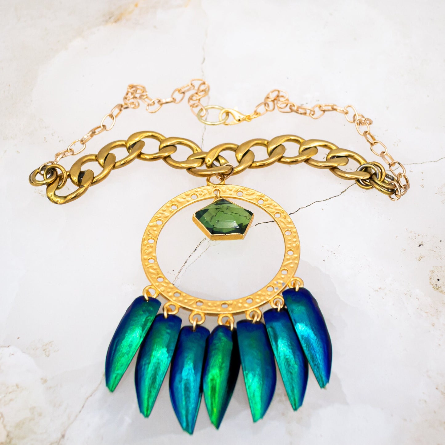 Warlocks Beetle Shell Tourmaline Necklace