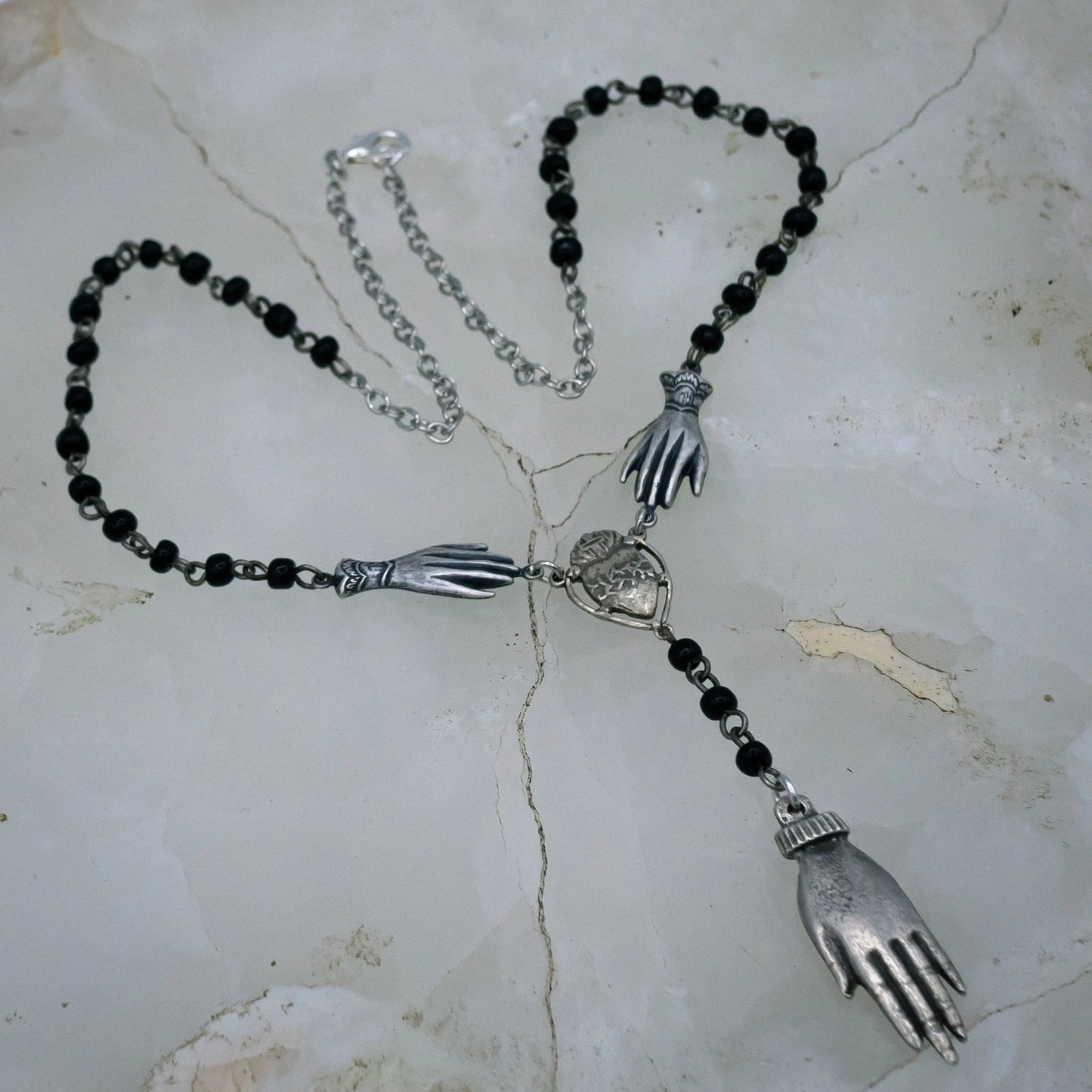 Gothic Beaded Palm Readers Necklace