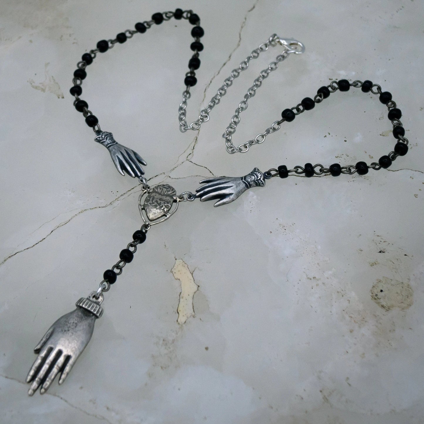 Gothic Beaded Palm Readers Necklace
