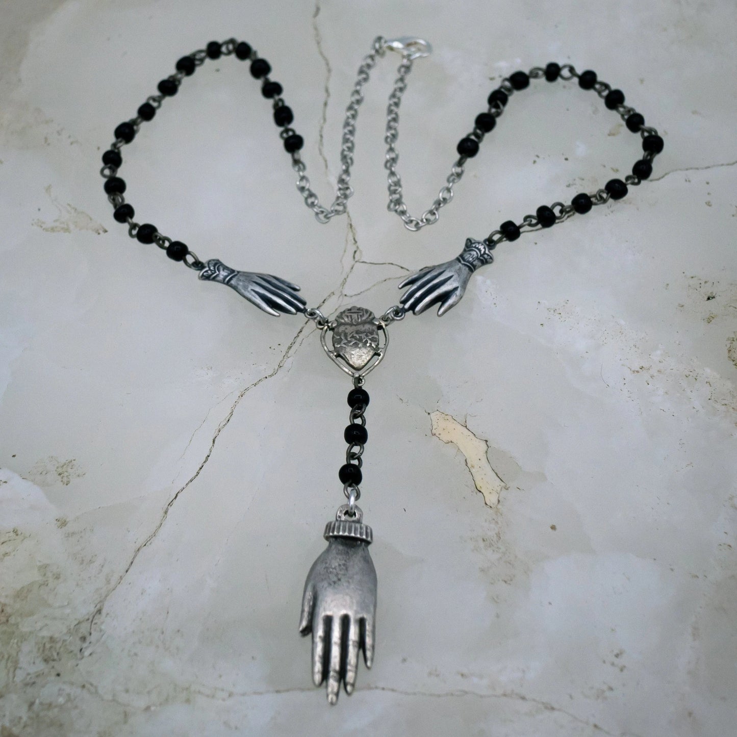 Gothic Beaded Palm Readers Necklace
