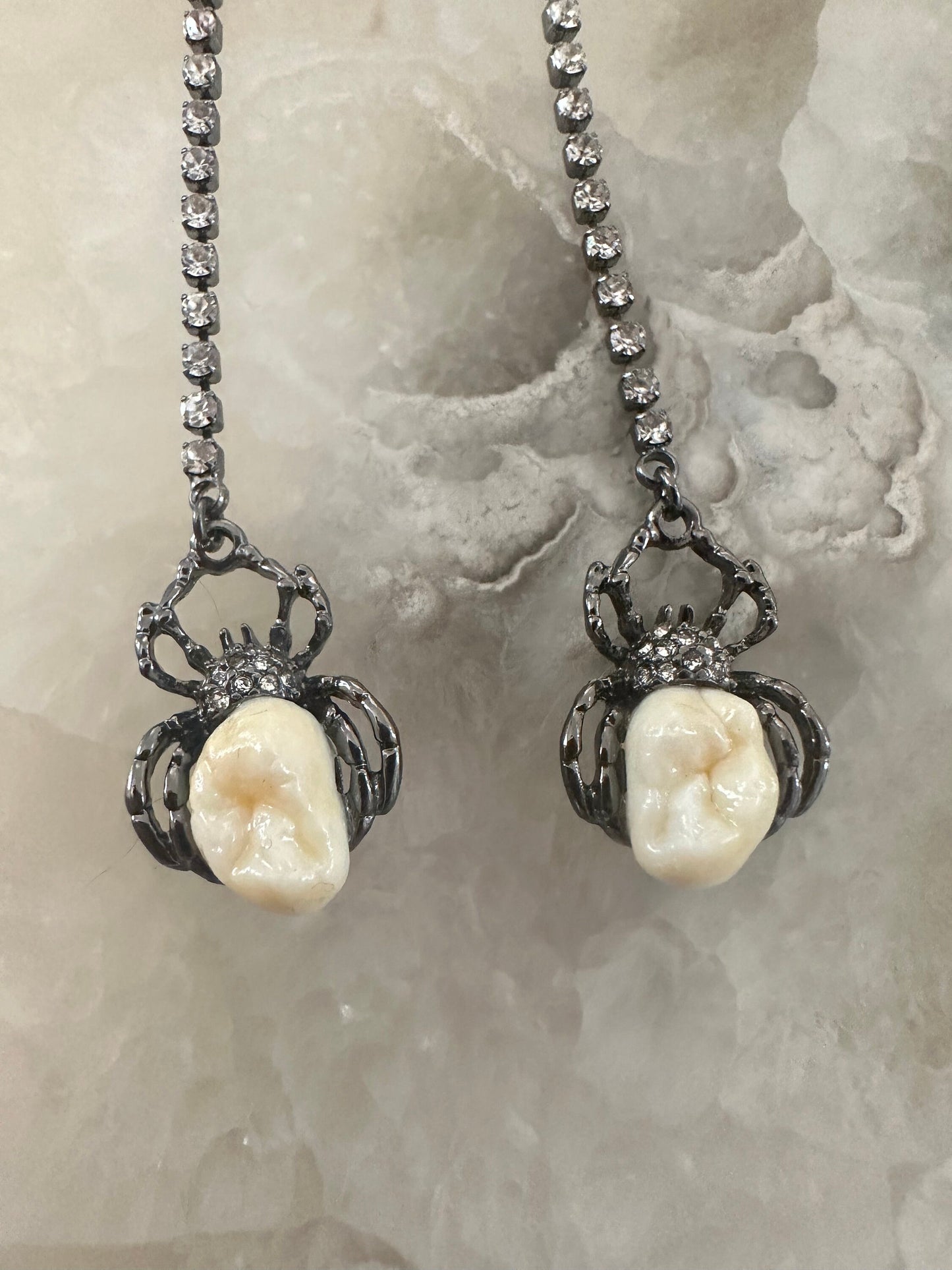 Human Tooth Spider Earrings