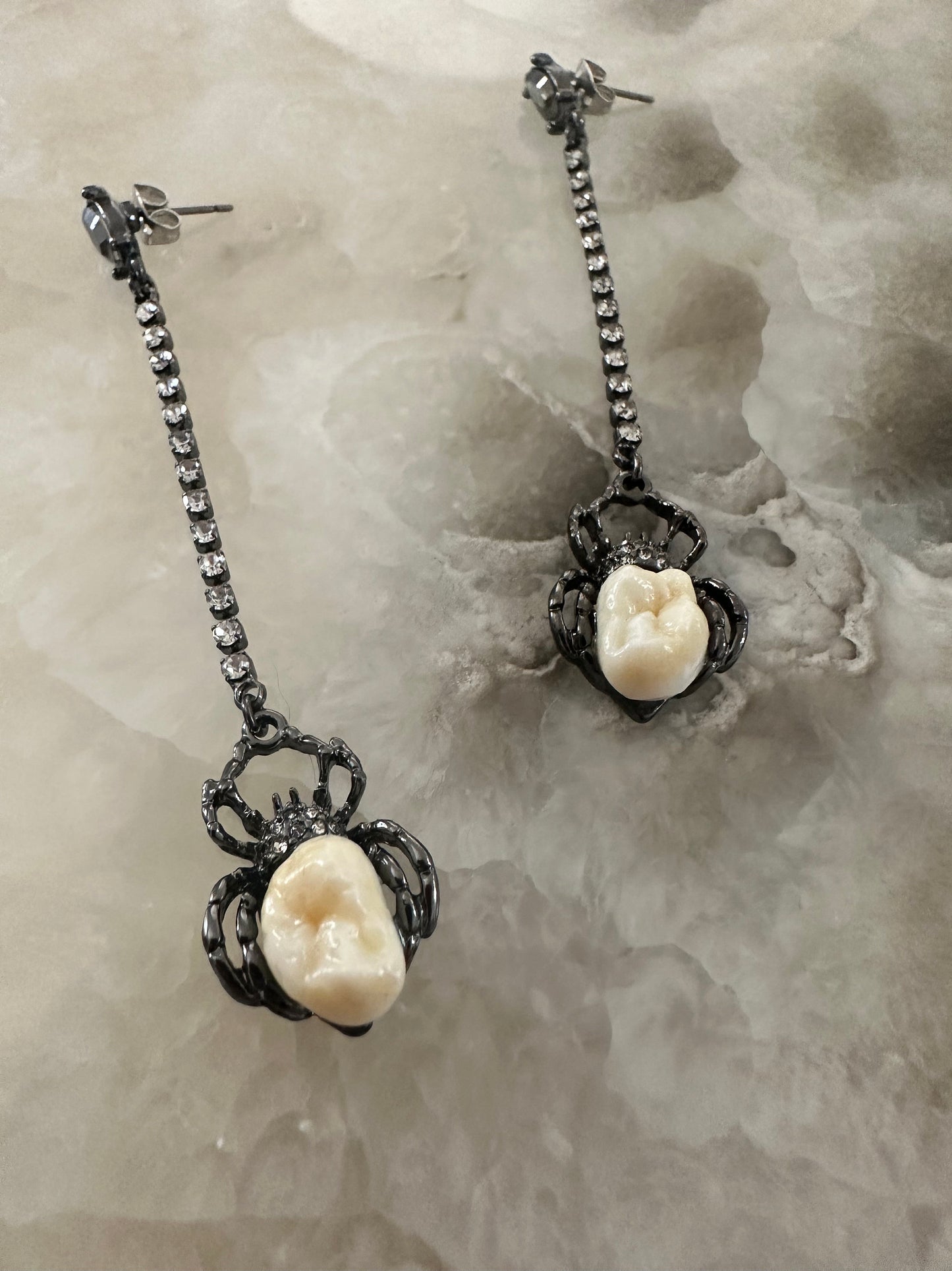 Human Tooth Spider Earrings