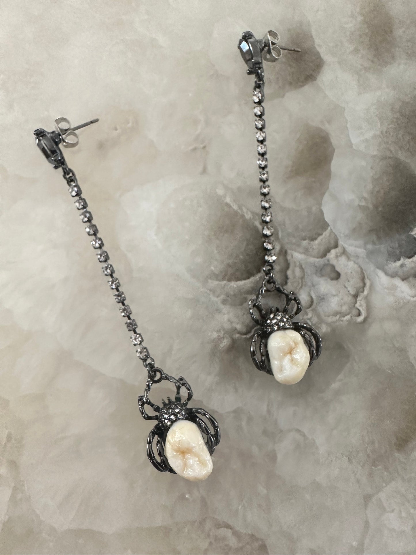 Human Tooth Spider Earrings