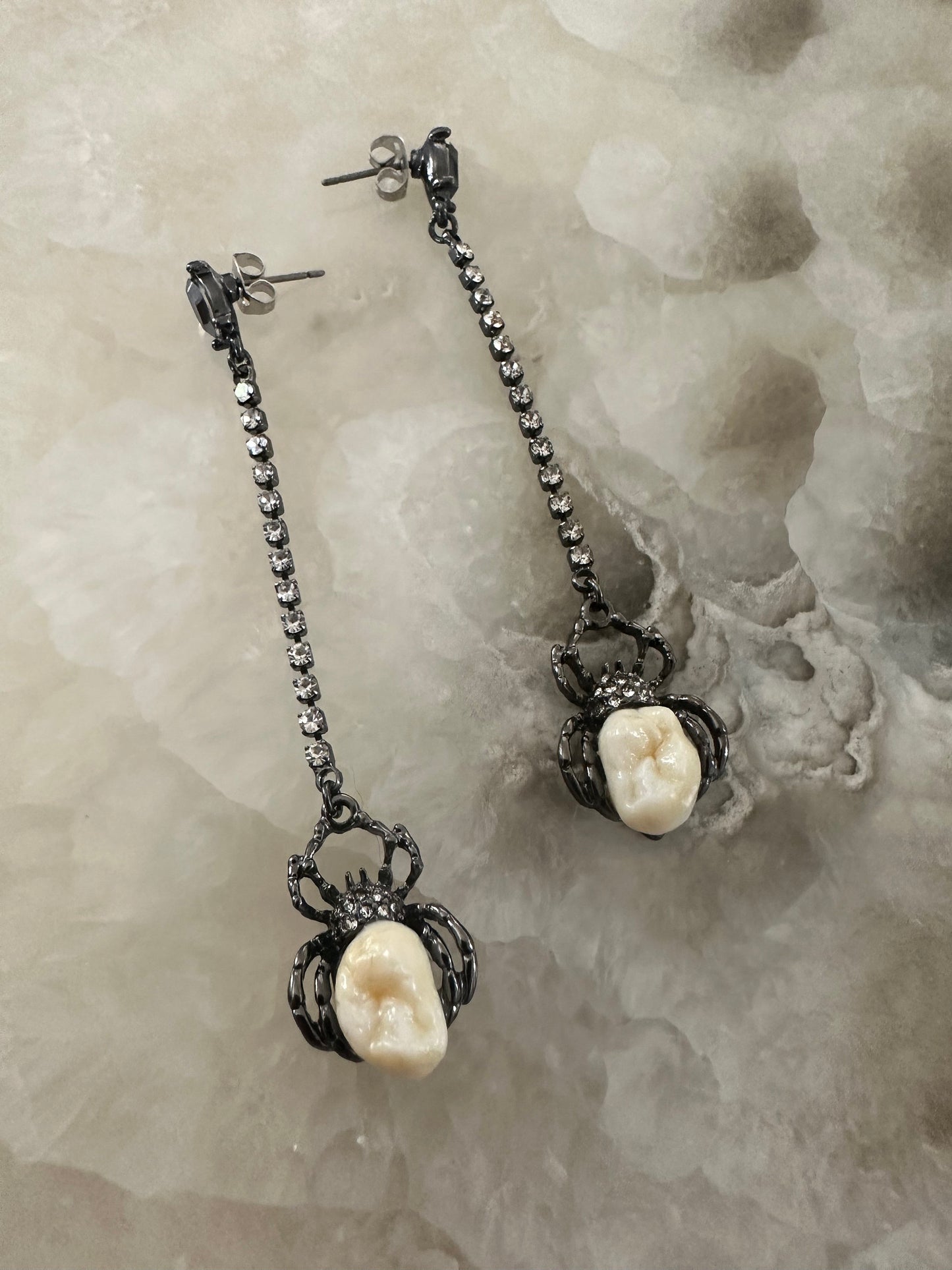 Human Tooth Spider Earrings