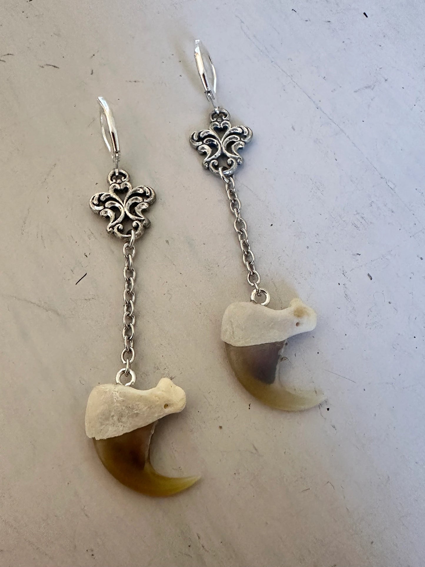 Filigree and Chain Claw Earrings