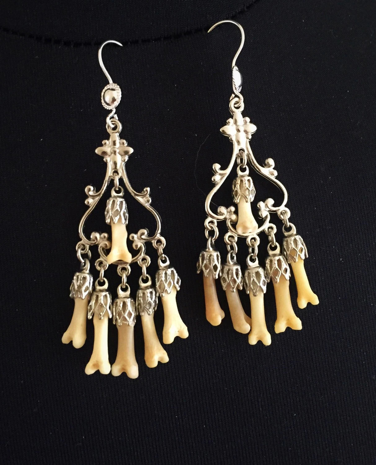 Silver Fox Toe chandelier Earrings
