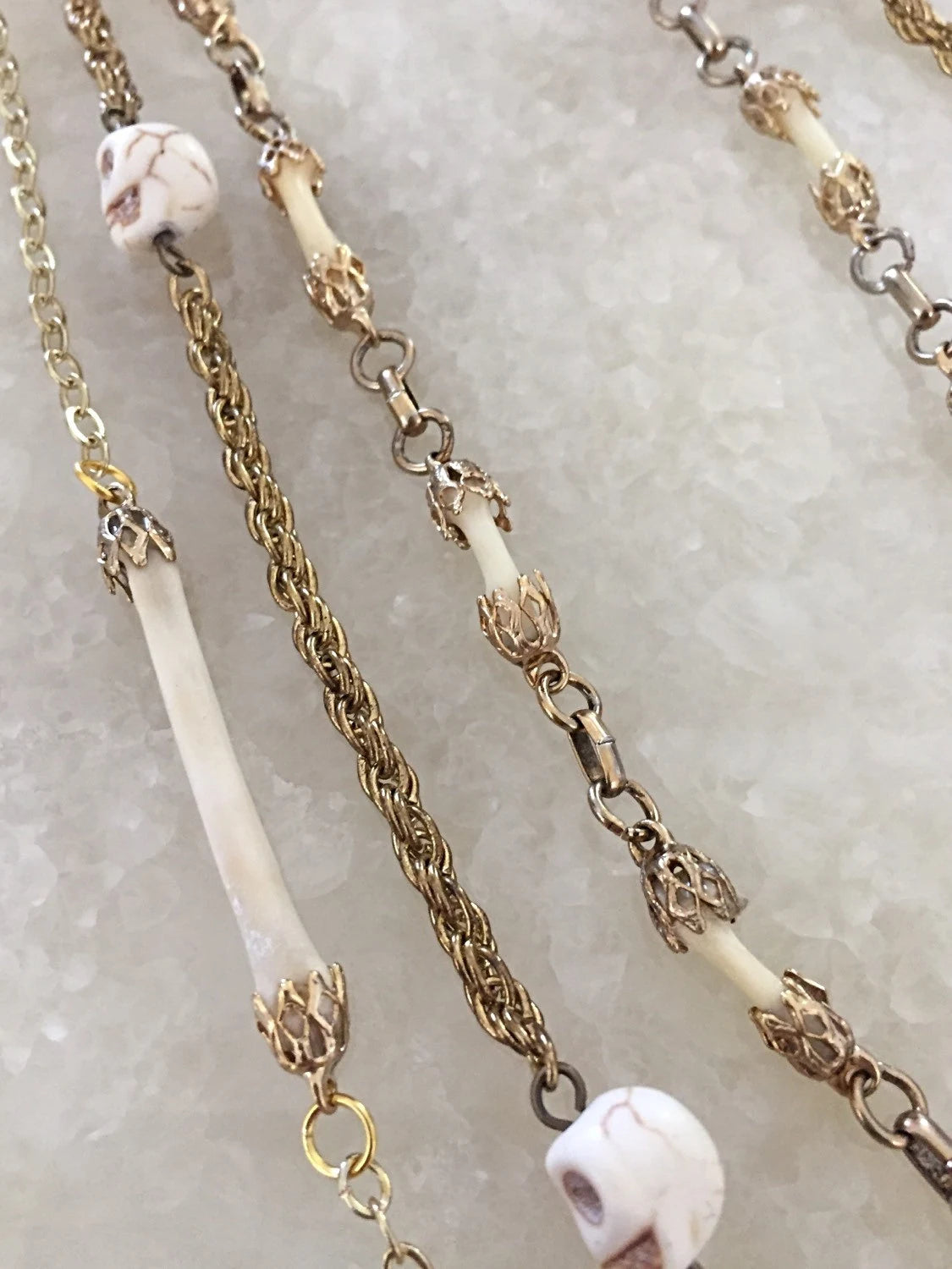 Bones and Skulls Layered Necklace