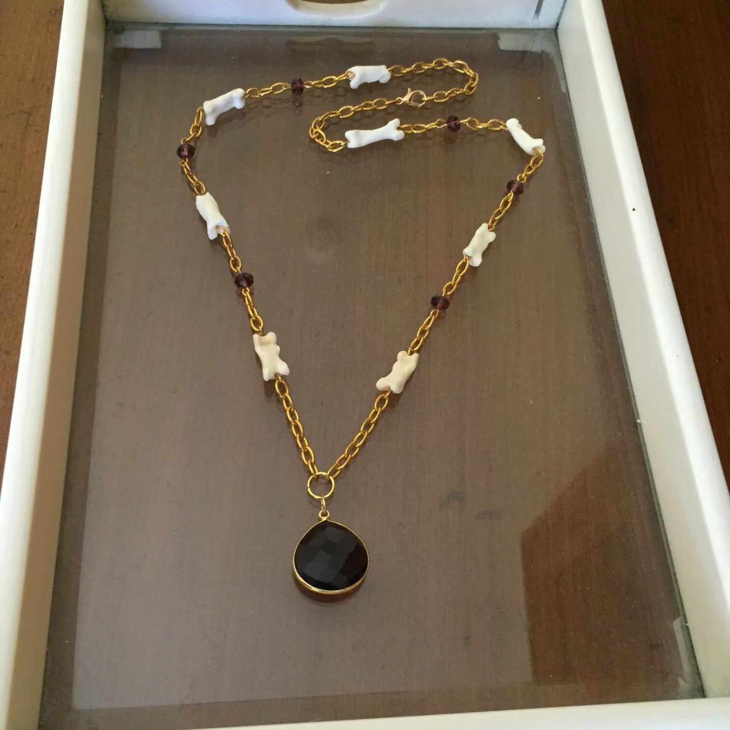 Bone and Stone Gold Chain Necklace