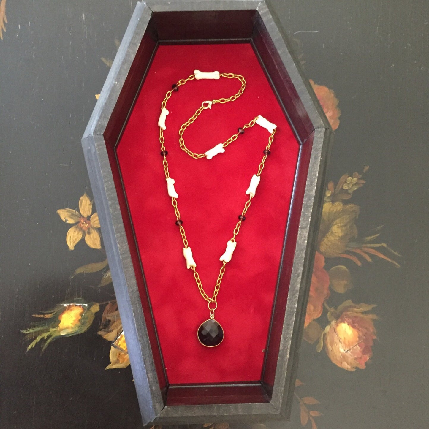 Bone and Stone Gold Chain Necklace