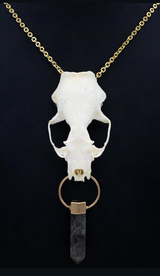Mink Skull and stone necklace
