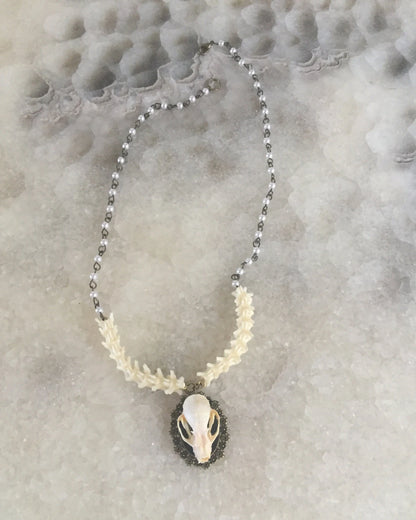 Bat Skull and Vertebrae Necklace