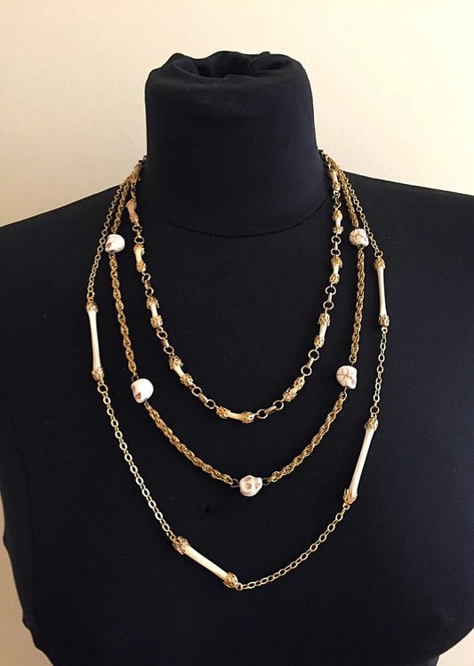 Bones and Skulls Layered Necklace