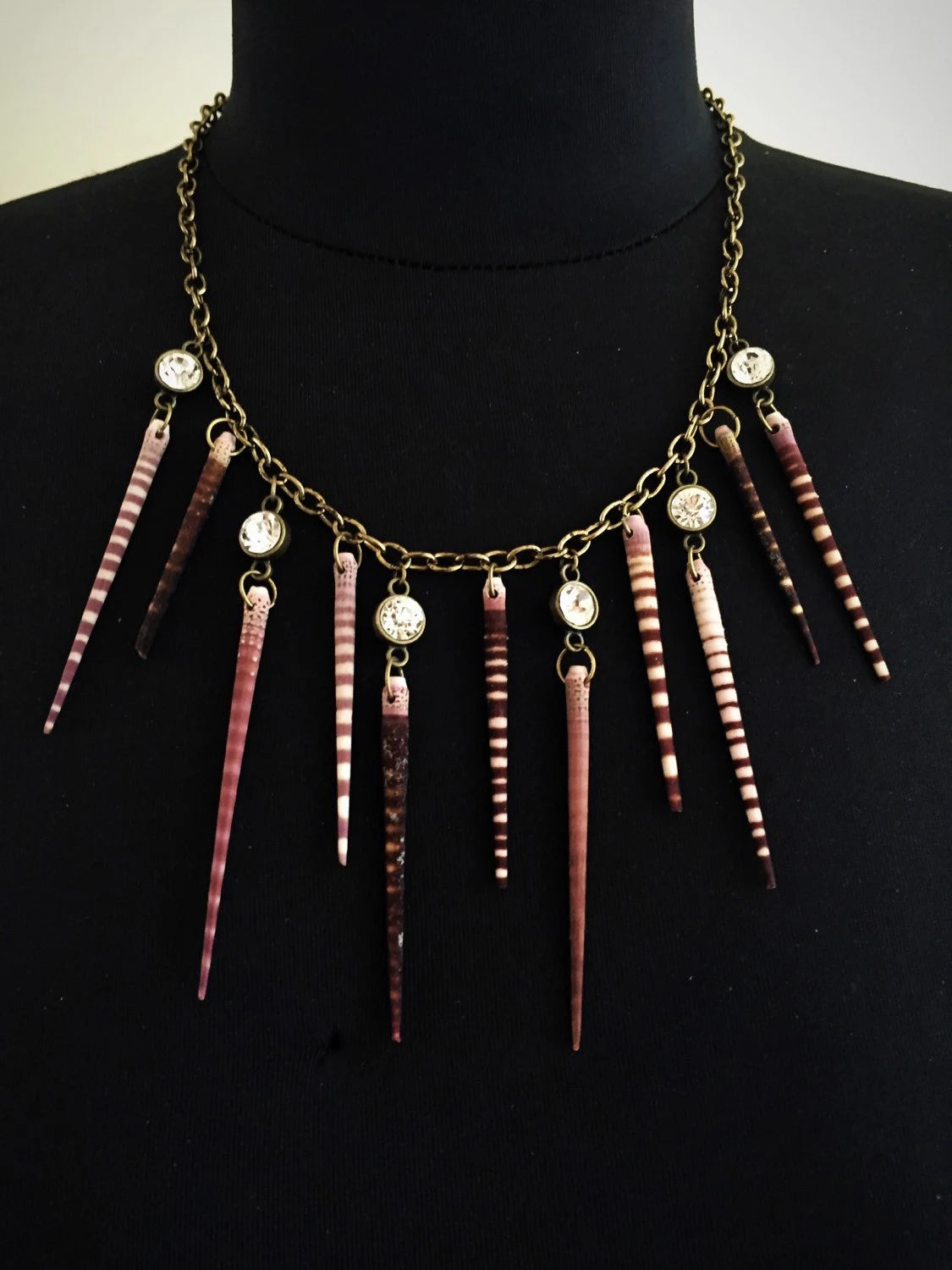 Sea Urchin Spine and Crystal Necklace