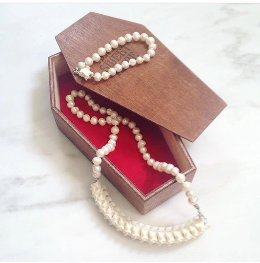Python Vertebrae and Salt Water Pearl Jewelry Set