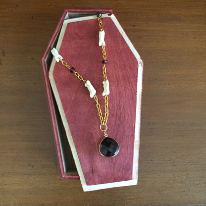Bone and Stone Gold Chain Necklace