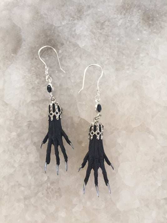 Delicate Silver Nailed Taxidermy earrings