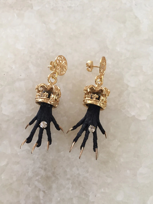 Crowned Rodent Paw Earrings