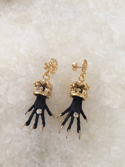 Crowned Rodent Paw Earrings