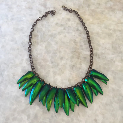 Emerald Beetle Shell Necklace