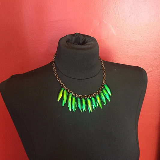 Emerald Beetle Shell Necklace