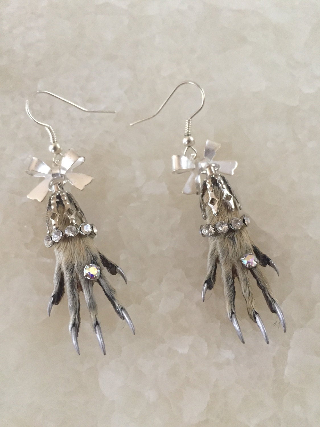 Fancy Taxidermy Paw Earrings