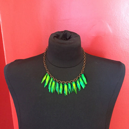 Emerald Beetle Shell Necklace
