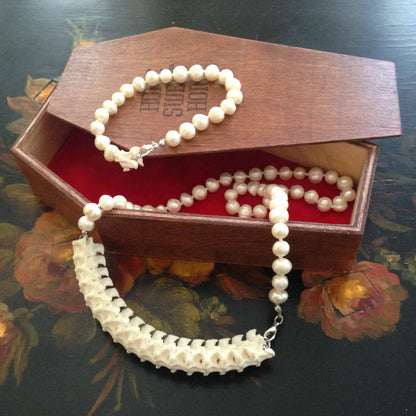 Python Vertebrae and Salt Water Pearl Jewelry Set