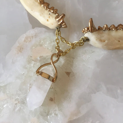 Double Jawbone and Crystal Necklace