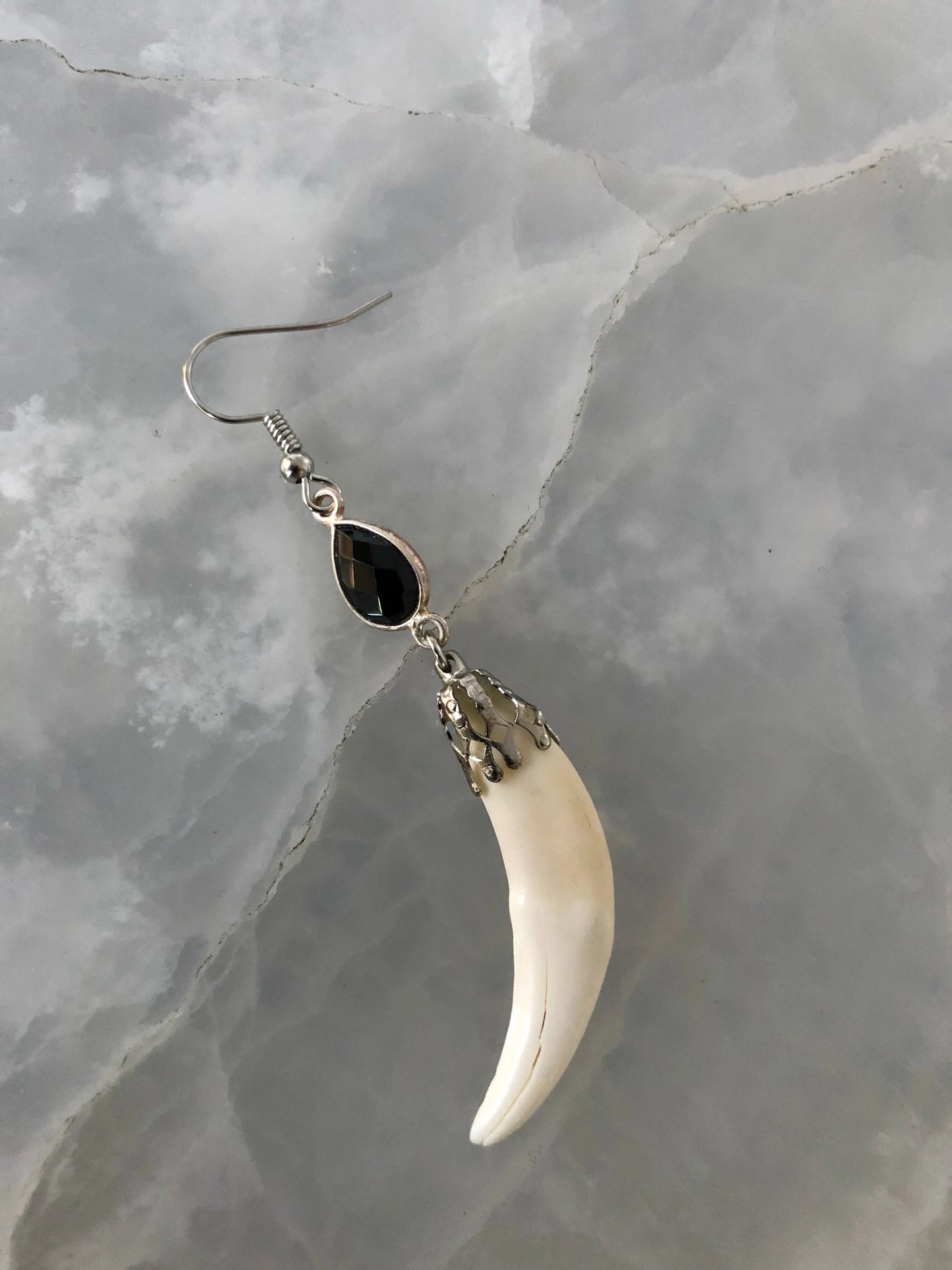 Black Onyx Fang Earrings