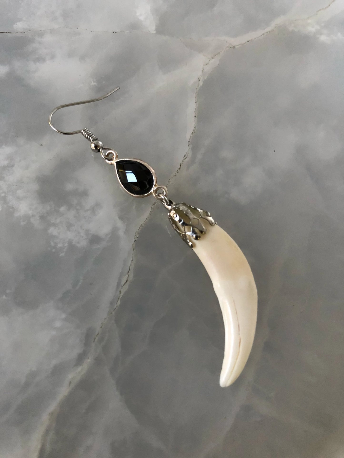 Black Onyx Fang Earrings