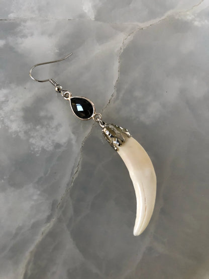Black Onyx Fang Earrings