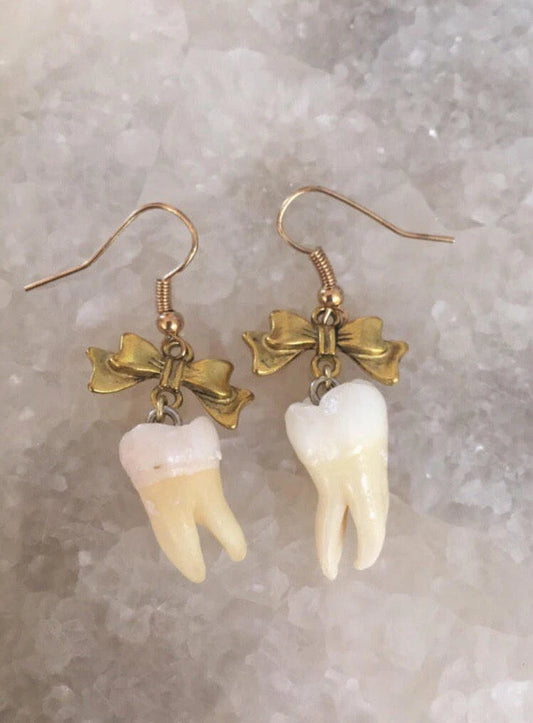 Human Molar Bow Earrings