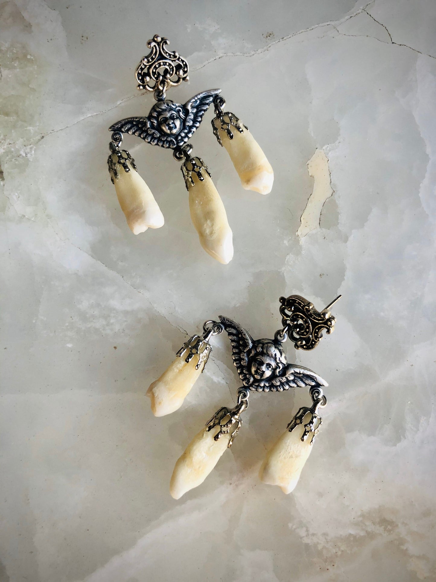 Memento Mori Human Incisors Teeth Earrings