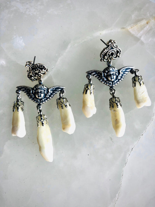 Memento Mori Human Incisors Teeth Earrings