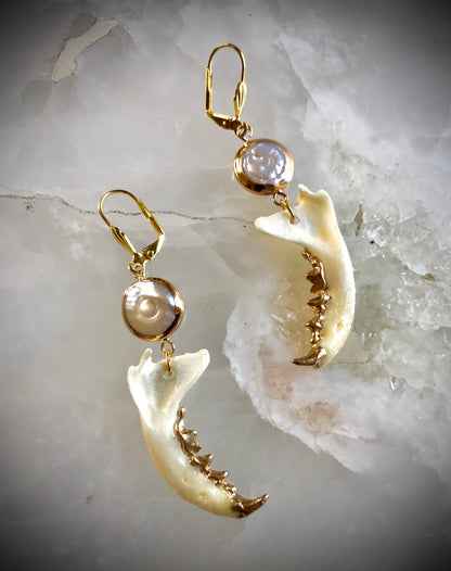 Mother of Pearl Mink Mandible Earrings