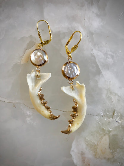 Mother of Pearl Mink Mandible Earrings