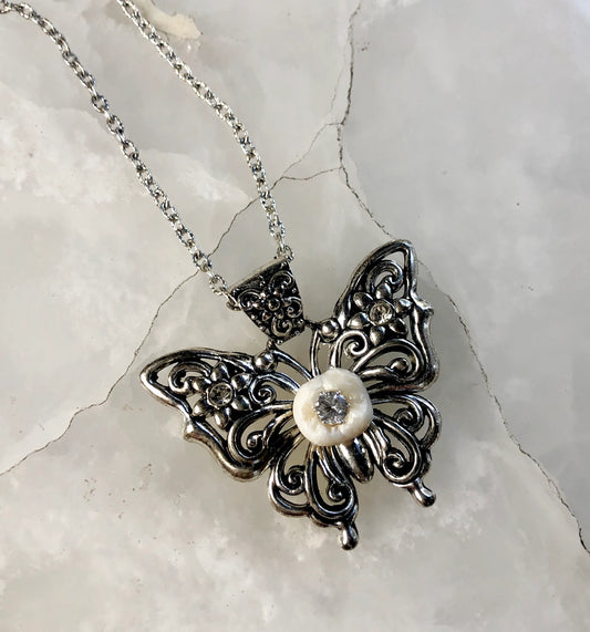 Silver Butterfly Molar Necklace