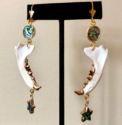 Mink Jaw and Abalone Earrings