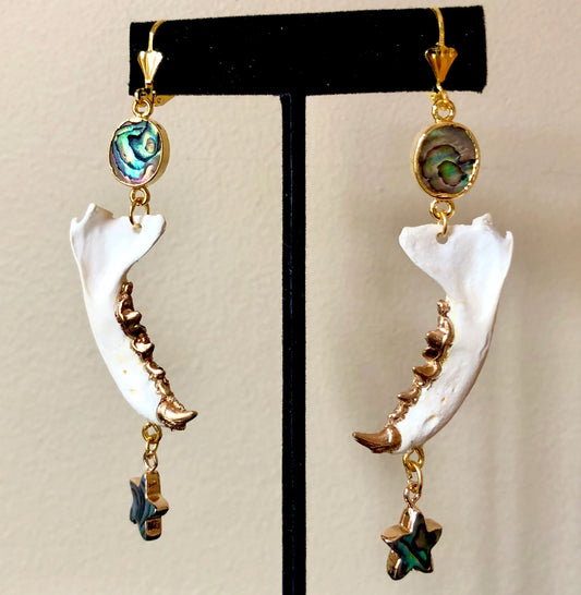 Mink Jaw and Abalone Earrings