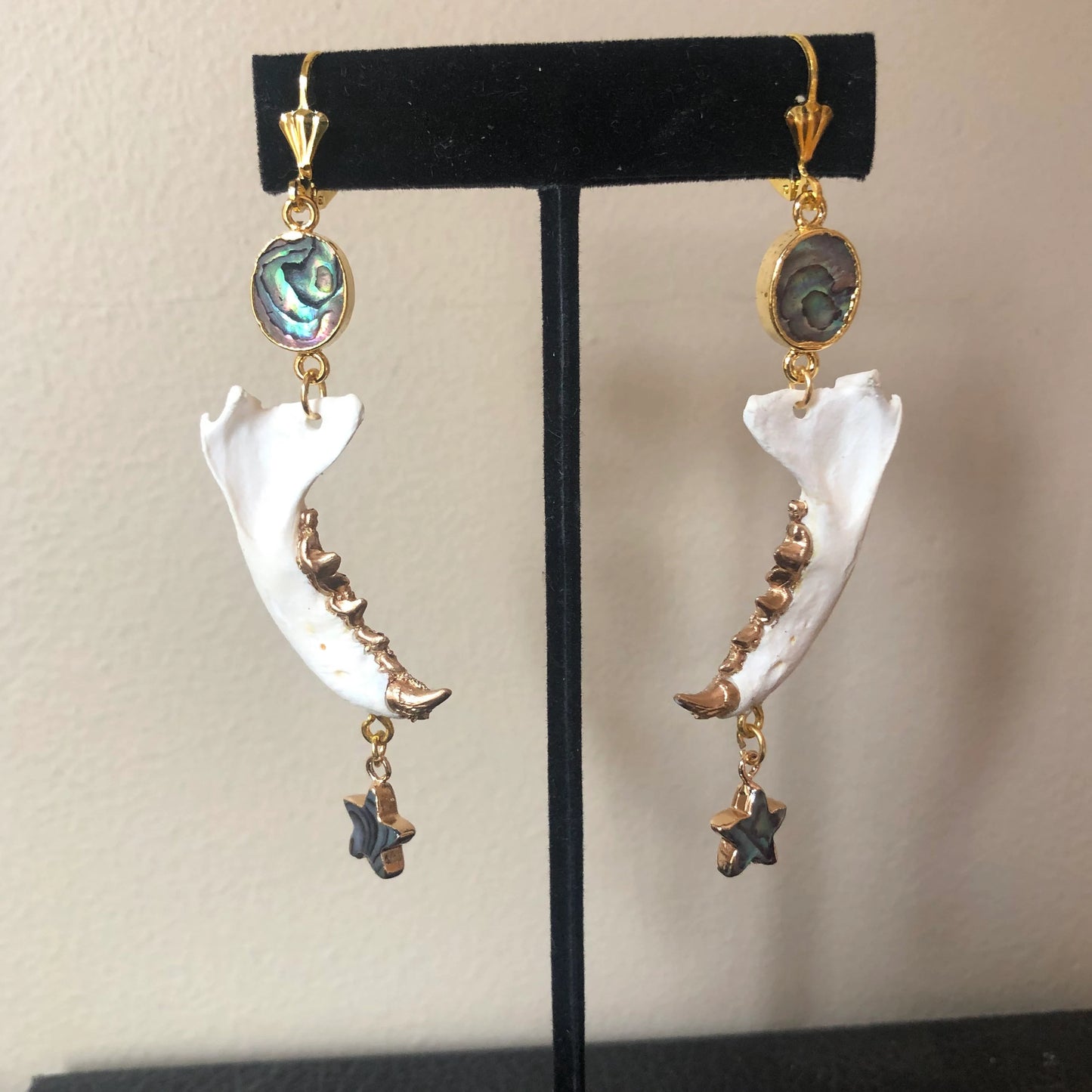 Mink Jaw and Abalone Earrings