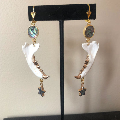 Mink Jaw and Abalone Earrings