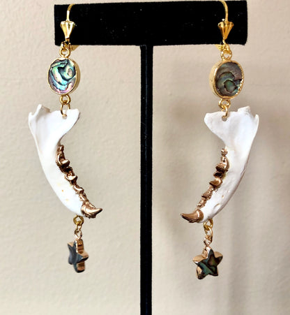 Mink Jaw and Abalone Earrings