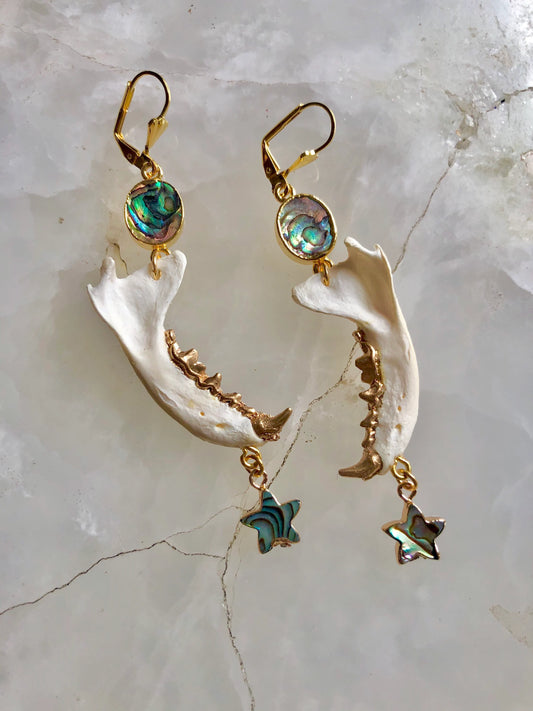 Mink Jaw and Abalone Earrings