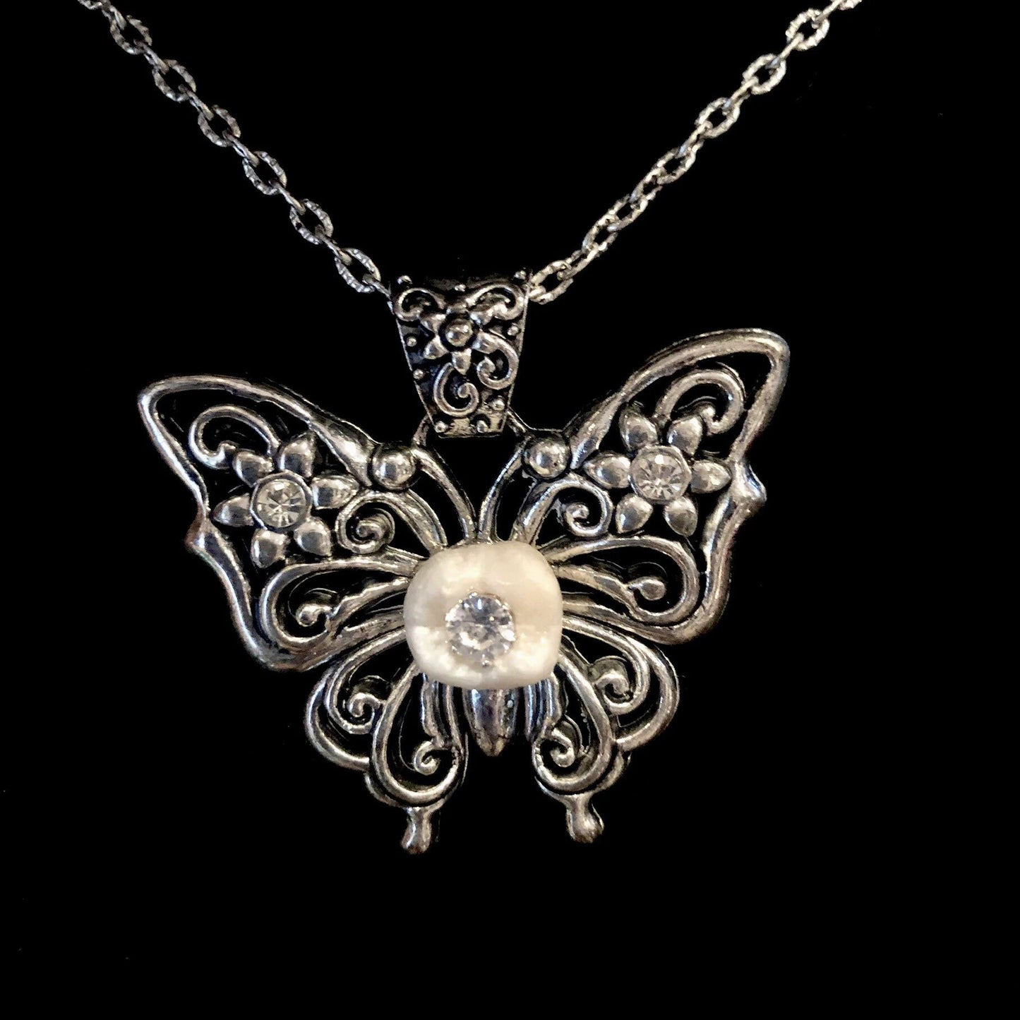 Silver Butterfly Molar Necklace