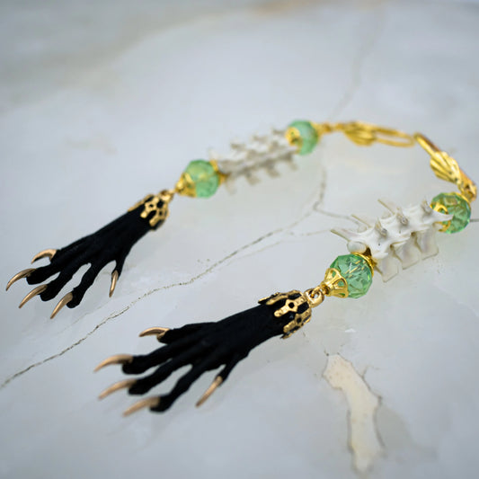 Vertebrae and Paw Taxidermy Earrings