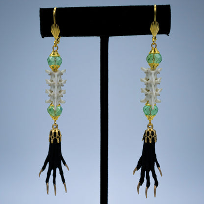 Vertebrae and Paw Taxidermy Earrings