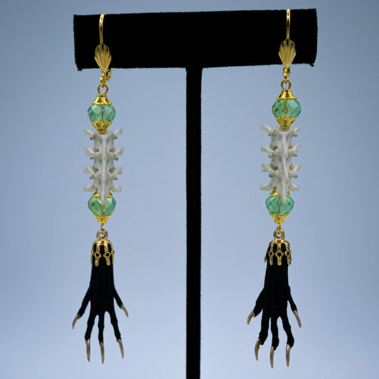 Vertebrae and Paw Taxidermy Earrings